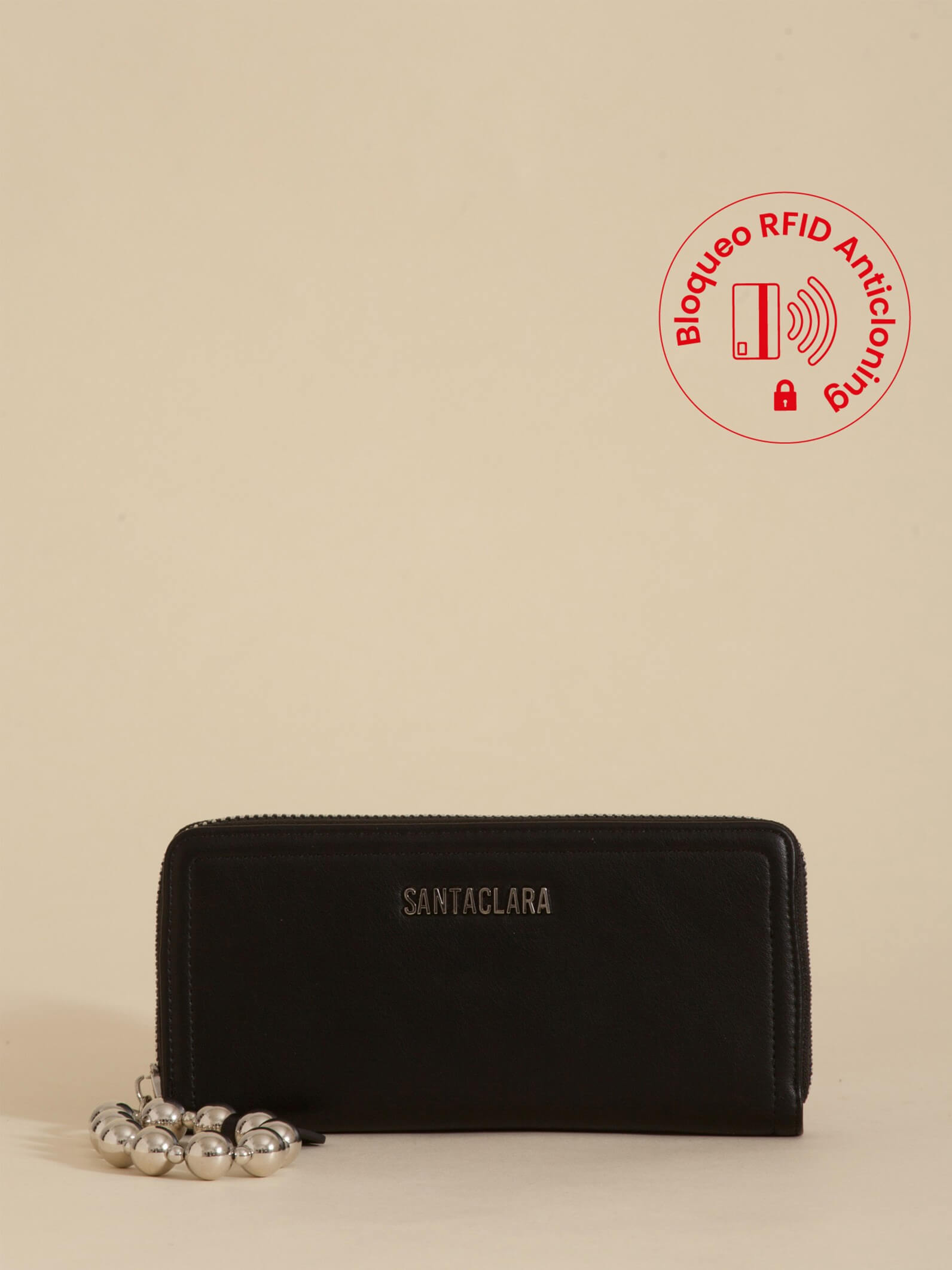 Billetera Grande Perla Negro Anticloning