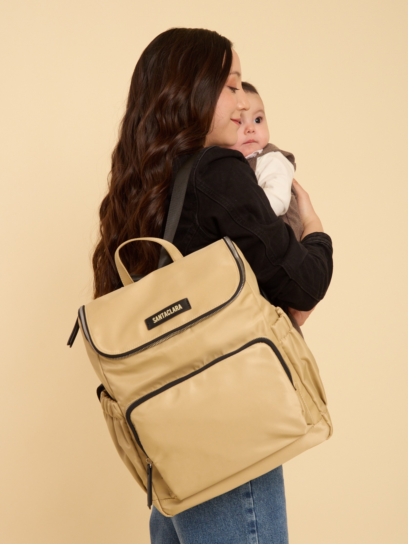 Mochila Maternal Nido Beige Con Cambiador Incluído