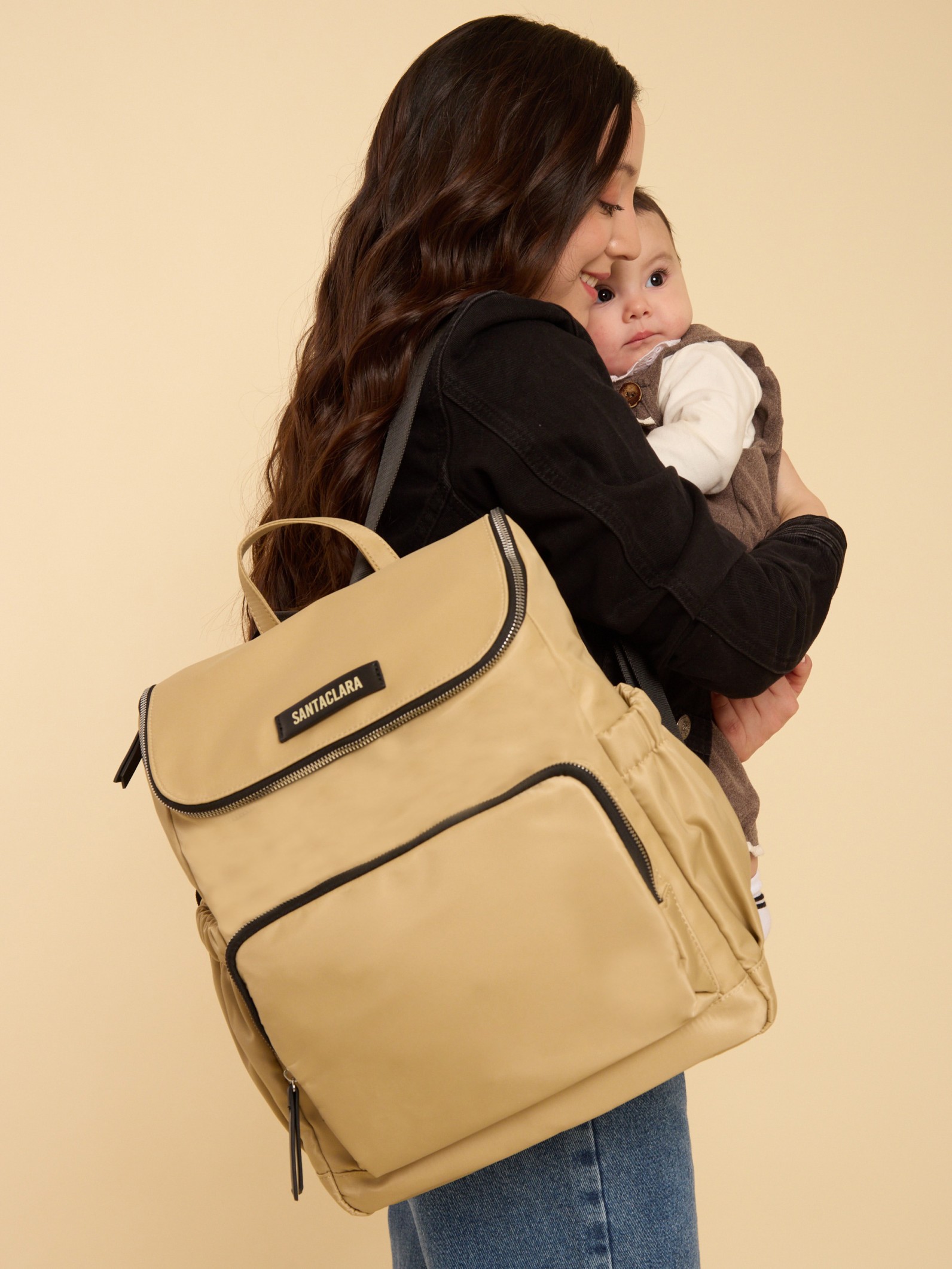 Mochila Maternal Nido Beige Con Cambiador Incluído