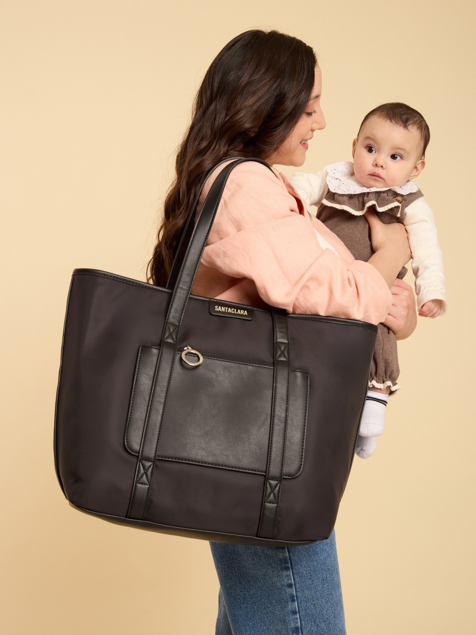 Cartera Maternal Shopper Nido Negra Con Cambiador Incluído