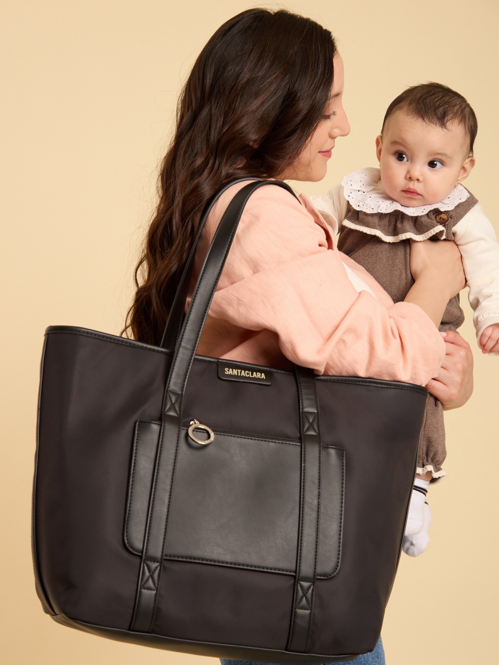 Cartera Maternal Shopper Nido Negra Con Cambiador Incluído