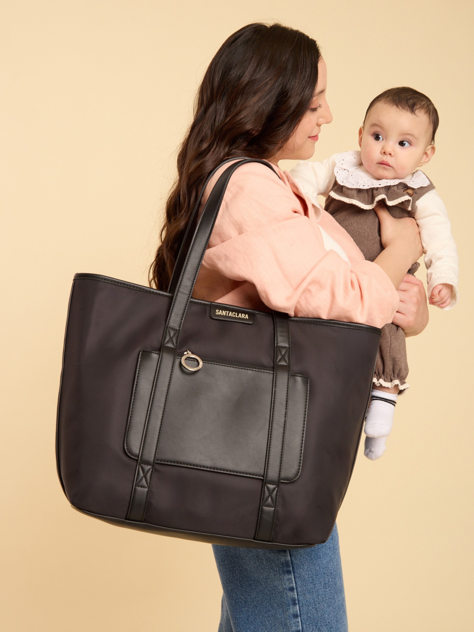Cartera Maternal Shopper Nido Negra Con Cambiador Incluído
