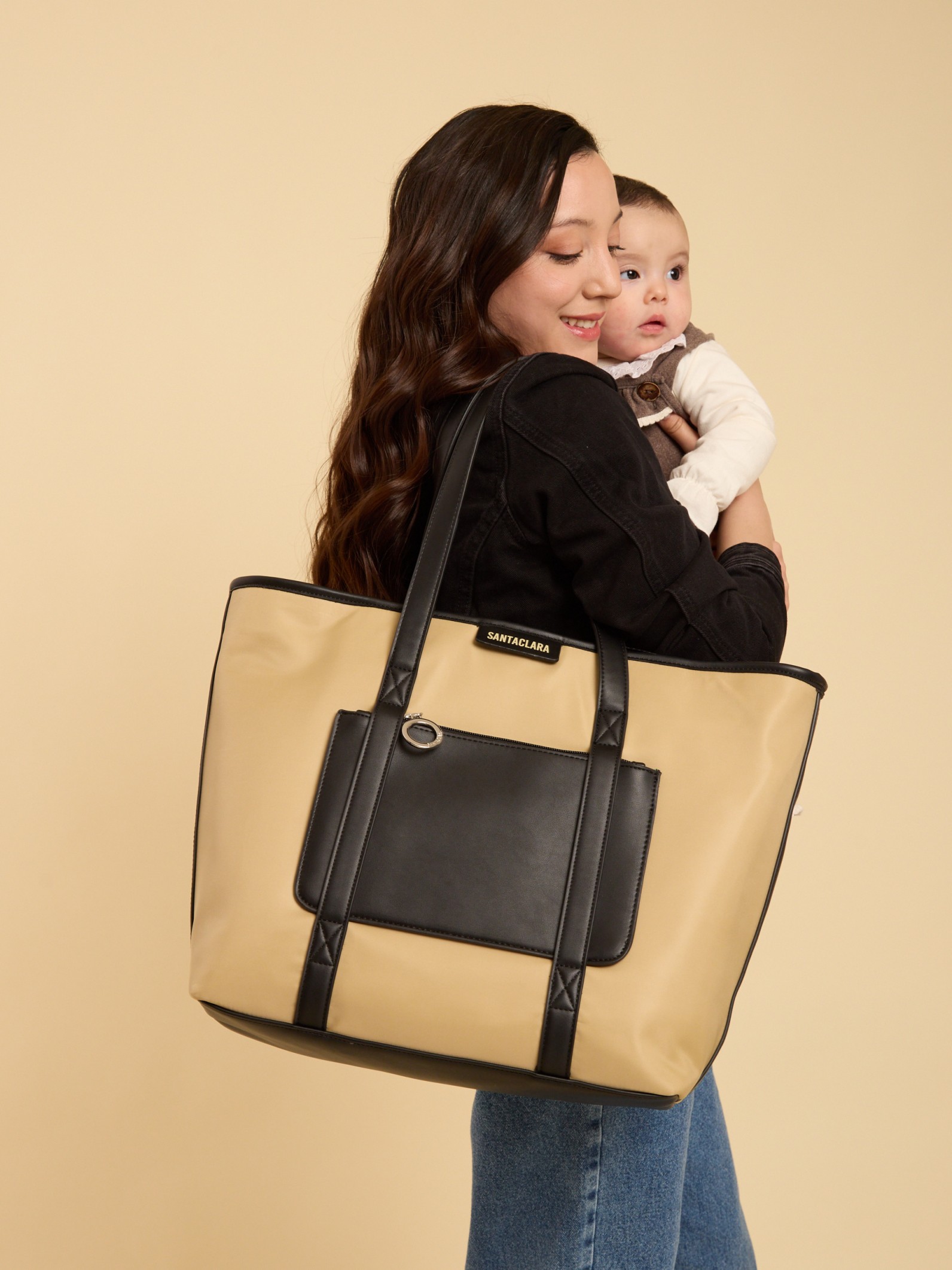 Cartera Maternal Shopper Nido Beige Con Cambiador Incluído
