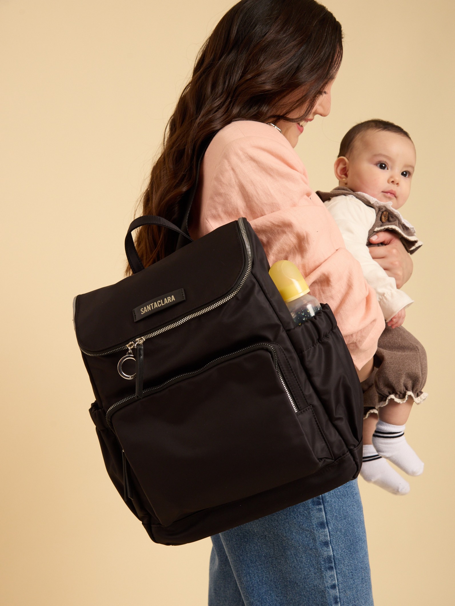 Mochila Maternal Nido Negra Con Cambiador Incluído