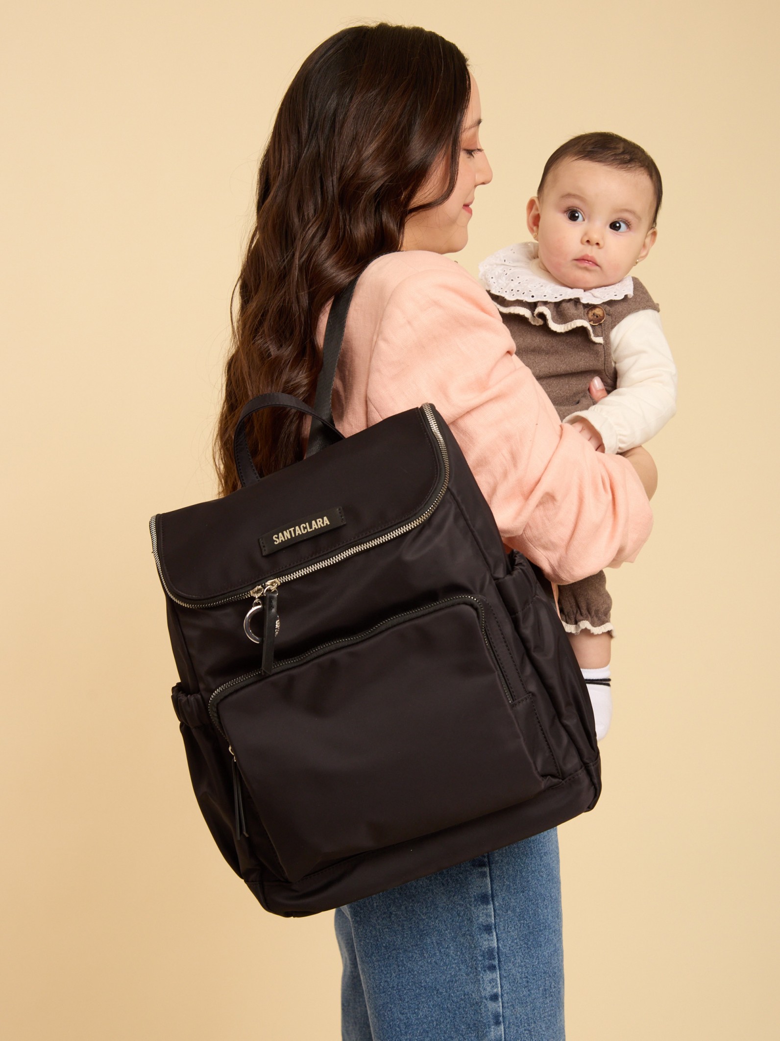 Mochila Maternal Nido Negra Con Cambiador Incluído