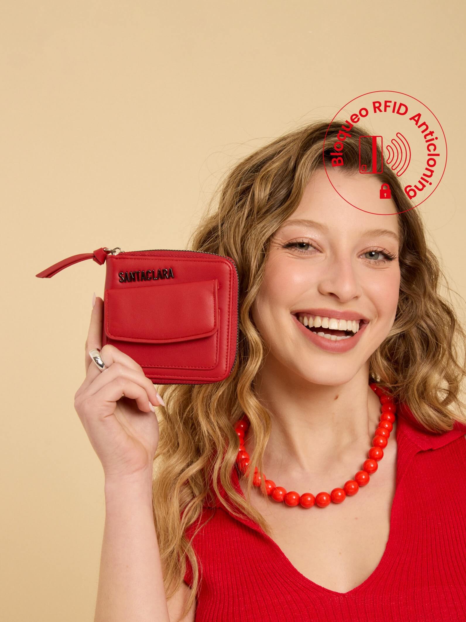 Billetera Renata Anticloning Rojo